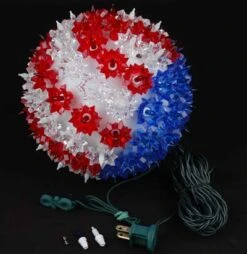 Red White And Blue Patriotic 100 Light Starlight Sphere 7.5" -Christmas Lights Series 0002621 red white and blue patriotic 100 light starlight sphere 75