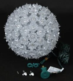 Silver 100 Light Starlight Sphere 7.5" -Christmas Lights Series 0003448 silver 100 light starlight sphere 75