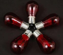 Red S14 LED Medium Base E26 Bulbs W/ 9 LEDs - 25pk -Christmas Lights Series 0003960 red s14 led medium base e26 bulbs w 9 leds 25pk
