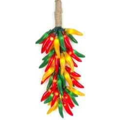 Red Green Yellow Chili Pepper Cluster Ristras 50 Light