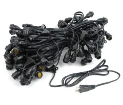100' Suspended Black Commercial Grade Stringer 80 Intermediate (e17) Base Sockets -Christmas Lights Series 0004987 100 suspended black commercial grade stringer 80 intermediate e17 base sockets