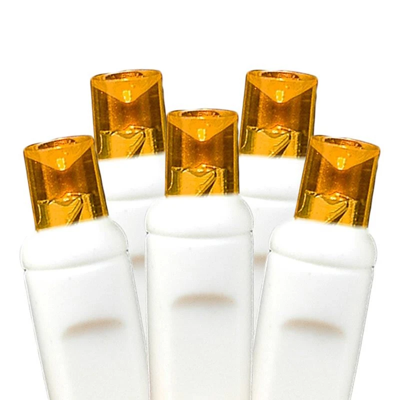 50 LED Battery Operated Lights Amber On White Wire 3 50 LED Battery Operated Lights Amber On White Wire - Image 3