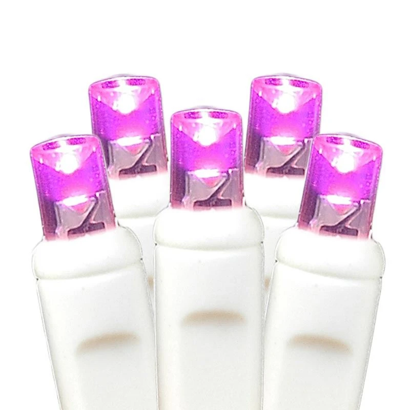 50 LED Battery Operated Lights Pink On White Wire 3 50 LED Battery Operated Lights Pink On White Wire - Image 3