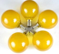 100 G50 Globe Light String Set With Yellow Bulbs On White Wire -Christmas Lights Series 0007591 100 g50 globe light string set with yellow bulbs on white wire