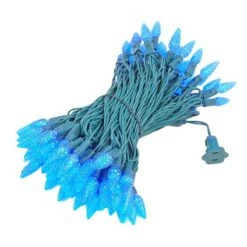 Blue 100 LED C6 Strawberry Mini Lights Commercial Grade Green Wire -Christmas Lights Series 0007618 blue 100 led c6 strawberry mini lights commercial grade green wire