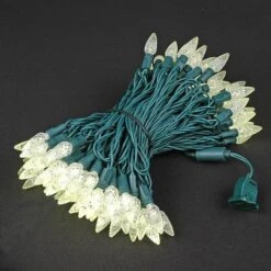 Warm White 100 LED C6 Strawberry Mini Lights Commercial Grade Green Wire -Christmas Lights Series 0007640 warm white 100 led c6 strawberry mini lights commercial grade green wire