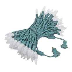 Warm White 100 LED C6 Strawberry Mini Lights Commercial Grade Green Wire -Christmas Lights Series 0007642 warm white 100 led c6 strawberry mini lights commercial grade green wire