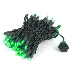 Commercial Grade Wide Angle 100 LED Green 34' Long Black Wire -Christmas Lights Series 0007800 commercial grade wide angle 100 led green 34 long black wire