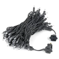 Commercial Grade Wide Angle 100 LED Warm White 50' Long On Black Wire -Christmas Lights Series 0007903 commercial grade wide angle 100 led warm white 50 long on black wire