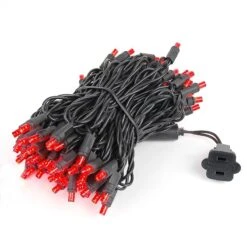 Commercial Grade Wide Angle 100 LED Red 34' Long Black Wire -Christmas Lights Series 0007911 commercial grade wide angle 100 led red 34 long black wire