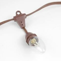 25' Suspended Brown Commercial Grade Stringer E17 Base Sockets -Christmas Lights Series 0008330 25 suspended brown commercial grade stringer e17 base sockets