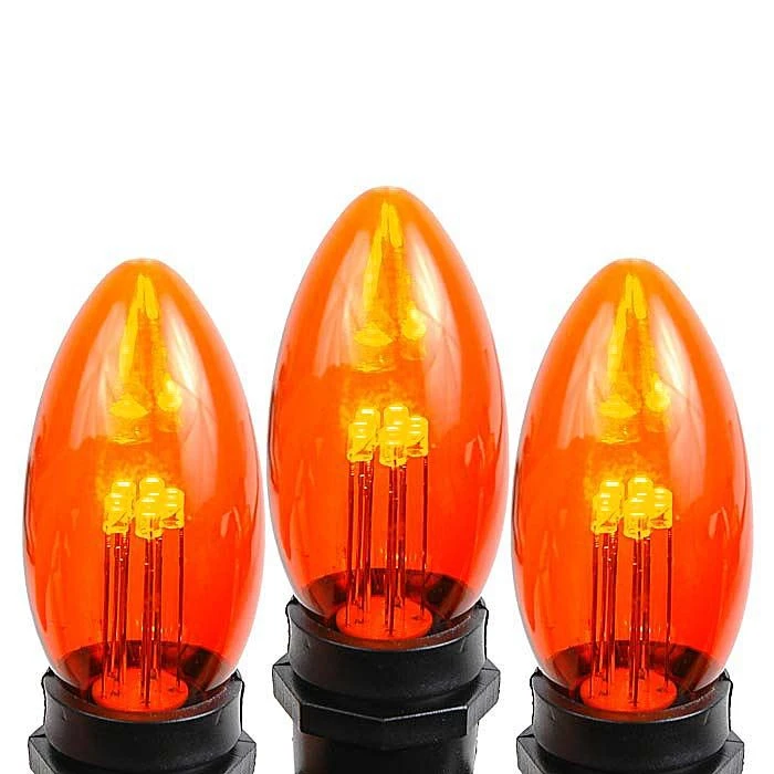 Amber (Orange) Smooth Glass C9 LED Bulbs - 25k 2 Amber (Orange) Smooth Glass C9 LED Bulbs - 25k - Image 2