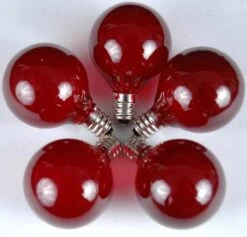 100 G40 Globe String Light Set With Red Satin Bulbs On White Wire -Christmas Lights Series 0009471 100 g40 globe string light set with red satin bulbs on white wire