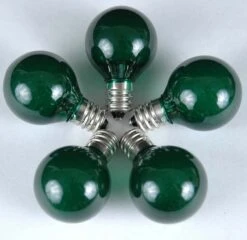 100 G30 Globe String Light Set With Green Satin Bulbs On White Wire -Christmas Lights Series 0009604 100 g30 globe string light set with green satin bulbs on white wire