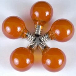 100 G30 Globe String Light Set With Orange Satin Bulbs On White Wire -Christmas Lights Series 0009612 100 g30 globe string light set with orange satin bulbs on white wire