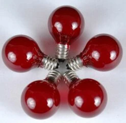 100 G30 Globe String Light Set With Red Satin Bulbs On White Wire -Christmas Lights Series 0009620 100 g30 globe string light set with red satin bulbs on white wire