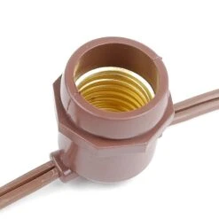 25 Clear S14 Commercial Grade Light String Set On 37.5' Of Brown Wire -Christmas Lights Series 0009781 25 clear s14 commercial grade light string set on 375 of brown wire