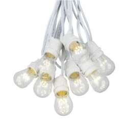25 LED S14 Warm White Commercial Grade Light String Set On 37.5' Of White Wire -Christmas Lights Series 0009801 25 led s14 warm white commercial grade light string set on 375 of white wire