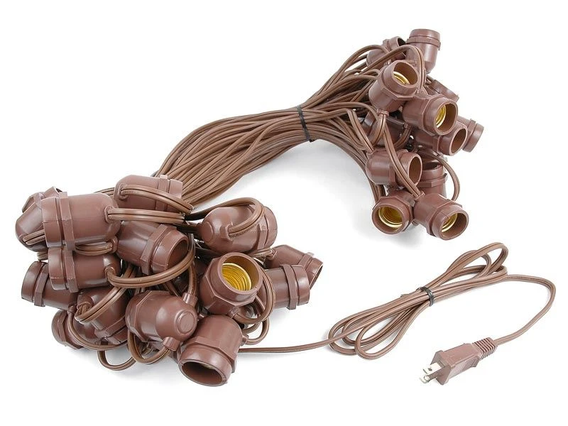 50 LED S14 Warm White Commercial Grade Light String Set On 100' Of Brown Wire 5 50 LED S14 Warm White Commercial Grade Light String Set On 100' Of Brown Wire - Image 5