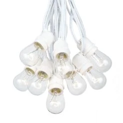 50 Clear S14 Commercial Grade Light String Set On 100' Of White Wire -Christmas Lights Series 0009833 50 clear s14 commercial grade light string set on 100 of white wire