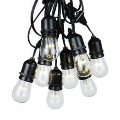 15 LED S14 Warm White Commercial Grade Suspended Light String Set On 48' Of Black Wire -Christmas Lights Series 0009851 15 led s14 warm white commercial grade suspended light string set on 48 of black wire