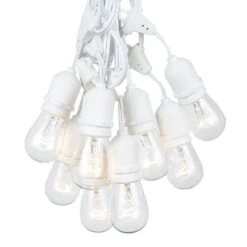 50 Clear S14 Commercial Grade Suspended Light String Set On 100' Of White Wire -Christmas Lights Series 0009919 50 clear s14 commercial grade suspended light string set on 100 of white wire