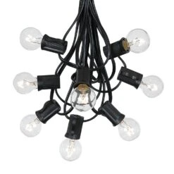 100 G30 Globe String Light Set With Clear Bulbs On Black Wire -Christmas Lights Series 0009998 100 g30 globe string light set with clear bulbs on black wire