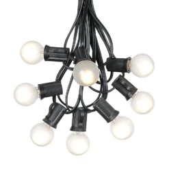 100 G30 Globe String Light Set With Frosted White Bulbs On Black Wire -Christmas Lights Series 0009999 100 g30 globe string light set with frosted white bulbs on black wire