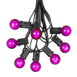 100 G30 Globe String Light Set With Purple Satin Bulbs On Black Wire -Christmas Lights Series 0010003 100 g30 globe string light set with purple satin bulbs on black wire