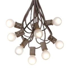 100 G30 Globe String Light Set With Frosted White Bulbs On Brown Wire -Christmas Lights Series 0010008 100 g30 globe string light set with frosted white bulbs on brown wire