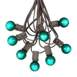 100 G30 Globe String Light Set With Green Satin Bulbs On Brown Wire -Christmas Lights Series 0010009 100 g30 globe string light set with green satin bulbs on brown wire