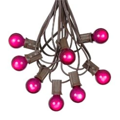 100 G30 Globe String Light Set With Purple Satin Bulbs On Brown Wire -Christmas Lights Series 0010012 100 g30 globe string light set with purple satin bulbs on brown wire