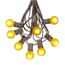 100 G30 Globe String Light Set With Yellow Satin Bulbs On Brown Wire -Christmas Lights Series 0010014 100 g30 globe string light set with yellow satin bulbs on brown wire
