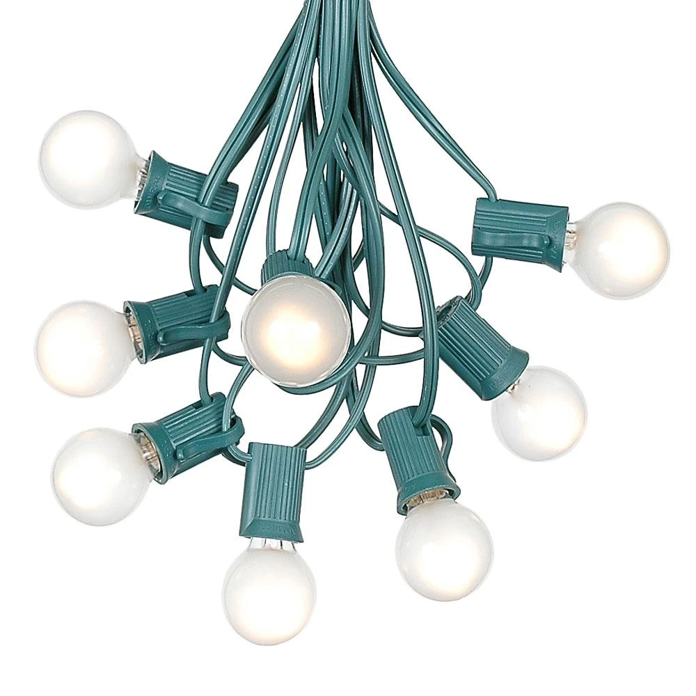 100 G30 Globe String Light Set With Frosted White Bulbs On Green Wire 7 100 G30 Globe String Light Set With Frosted White Bulbs On Green Wire - Image 7