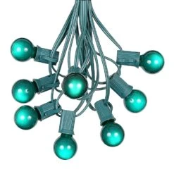 100 G30 Globe String Light Set With Green Satin Bulbs On Green Wire -Christmas Lights Series 0010018 100 g30 globe string light set with green satin bulbs on green wire