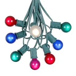 100 G30 Globe String Light Set With Multi Colored Satin Bulbs On Green Wire -Christmas Lights Series 0010019 100 g30 globe string light set with multi colored satin bulbs on green wire