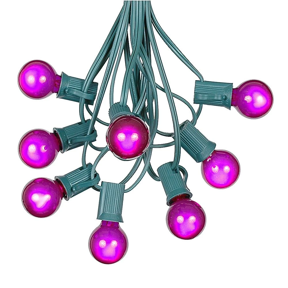 100 G30 Globe String Light Set With Purple Satin Bulbs On Green Wire 6 100 G30 Globe String Light Set With Purple Satin Bulbs On Green Wire - Image 6