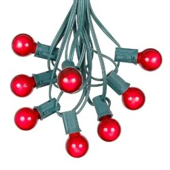 100 G30 Globe String Light Set With Red Satin Bulbs On Green Wire 14 100 G30 Globe String Light Set With Red Satin Bulbs On Green Wire -Christmas Lights Series 0010022 100 g30 globe string light set with red satin bulbs on green wire