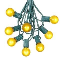 100 G30 Globe String Light Set With Yellow Satin Bulbs On Green Wire 12 100 G30 Globe String Light Set With Yellow Satin Bulbs On Green Wire -Christmas Lights Series 0010023 100 g30 globe string light set with yellow satin bulbs on green wire