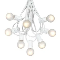 100 G30 Globe String Light Set With Frosted White Bulbs On White Wire -Christmas Lights Series 0010028 100 g30 globe string light set with frosted white bulbs on white wire