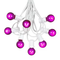100 G30 Globe String Light Set With Purple Satin Bulbs On White Wire 14 100 G30 Globe String Light Set With Purple Satin Bulbs On White Wire -Christmas Lights Series 0010032 100 g30 globe string light set with purple satin bulbs on white wire