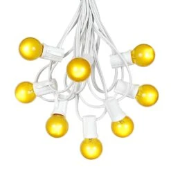 100 G30 Globe String Light Set With Yellow Satin Bulbs On White Wire -Christmas Lights Series 0010034 100 g30 globe string light set with yellow satin bulbs on white wire