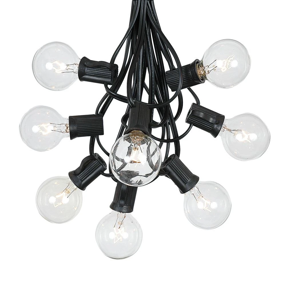 100 G40 Globe String Light Set With Clear Bulbs On Black Wire 2 100 G40 Globe String Light Set With Clear Bulbs On Black Wire - Image 2