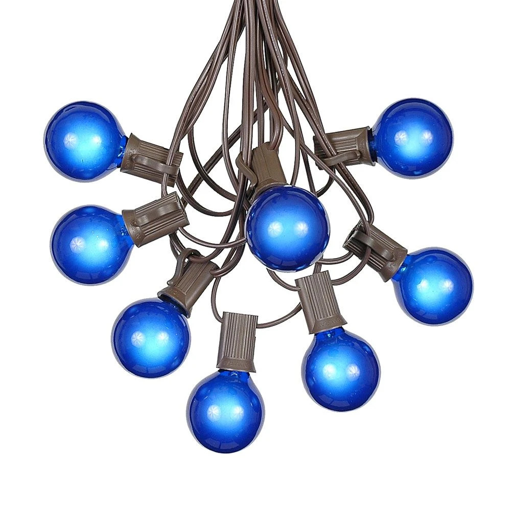 100 G40 Globe String Light Set With Blue Bulbs On Brown Wire 7 100 G40 Globe String Light Set With Blue Bulbs On Brown Wire - Image 7