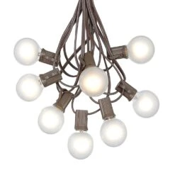 100 G40 Globe String Light Set With Frosted White Bulbs On Brown Wire -Christmas Lights Series 0010055 100 g40 globe string light set with frosted white bulbs on brown wire