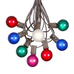 100 G40 Globe String Light Set With Multi Colored Bulbs On Brown Wire -Christmas Lights Series 0010057 100 g40 globe string light set with multi colored bulbs on brown wire