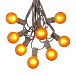 100 G40 Globe String Light Set With Orange Bulbs On Brown Wire -Christmas Lights Series 0010058 100 g40 globe string light set with orange bulbs on brown wire