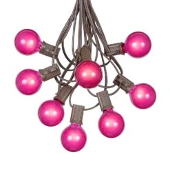 100 G40 Globe String Light Set With Pink Bulbs On Brown Wire -Christmas Lights Series 0010059 100 g40 globe string light set with pink bulbs on brown wire
