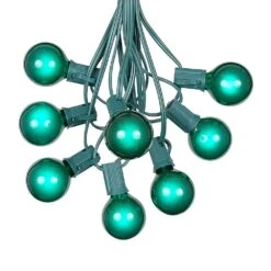 100 G40 Globe String Light Set With Green Bulbs On Green Wire -Christmas Lights Series 0010066 100 g40 globe string light set with green bulbs on green wire