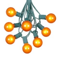 100 G40 Globe String Light Set With Orange Bulbs On Green Wire -Christmas Lights Series 0010068 100 g40 globe string light set with orange bulbs on green wire